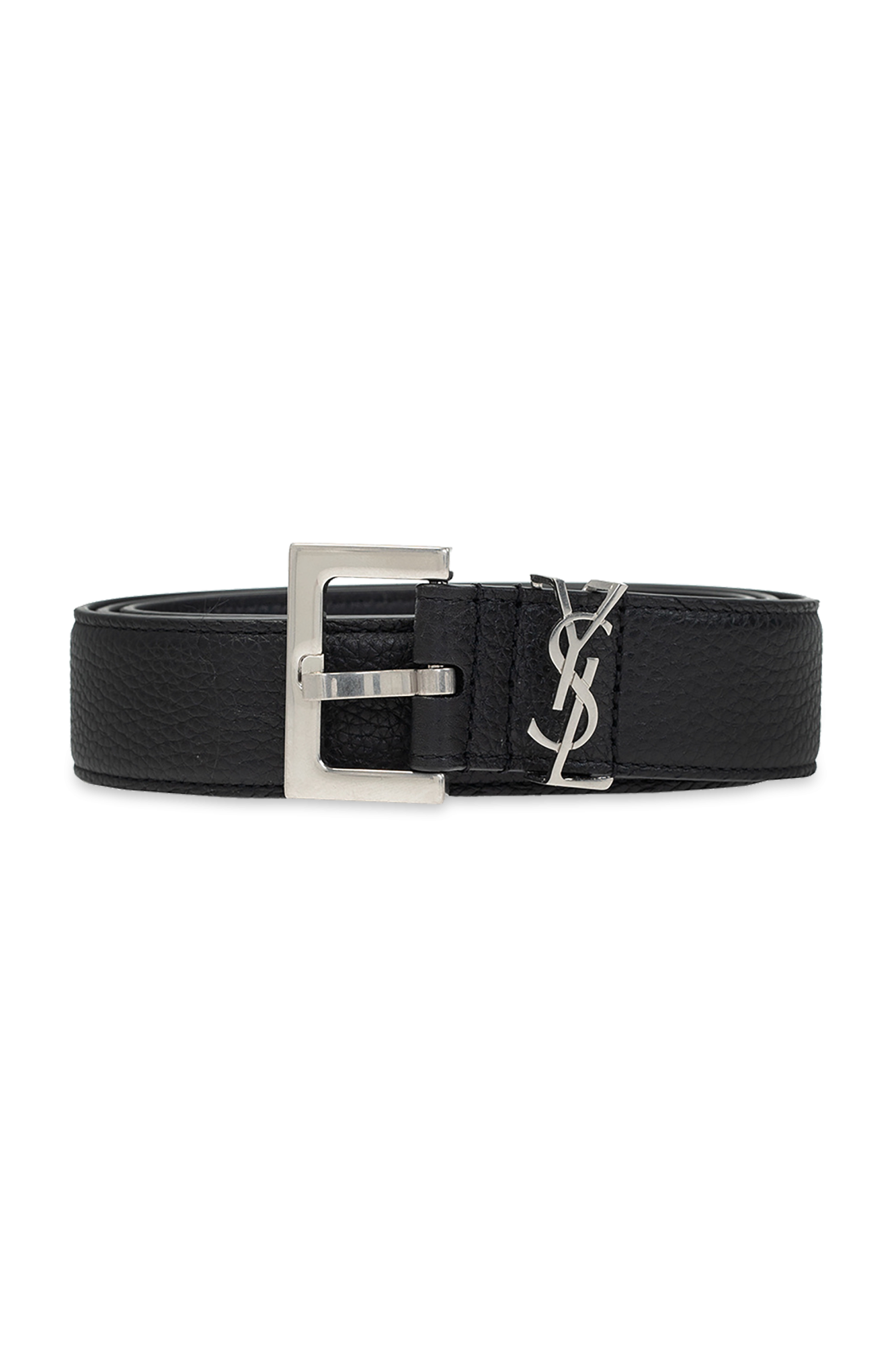 Czarny Skórzany pasek z logo Saint Laurent - Vitkac Polska